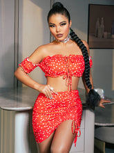 Load image into Gallery viewer, Polka Dot Cropped Top and Mini Skirt Set