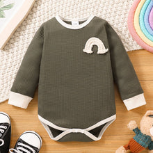 Load image into Gallery viewer, Baby Contrast Trim Waffle-Knit Long Sleeve Bodysuit