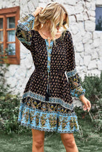 Load image into Gallery viewer, Bohemian Drawstring Waist Balloon Sleeve Dress