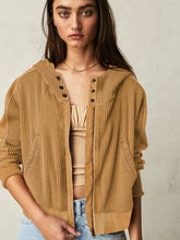 Load image into Gallery viewer, Waffle-Knit Dropped Shoulder Hooded Jacket