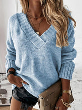 Load image into Gallery viewer, V-Neck Long Sleeve Knit Top