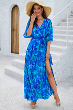 Load image into Gallery viewer, Printed Tied Half Sleeve Slit Dress