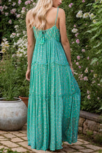 Load image into Gallery viewer, Frill Trim Tassel Tie Back Tiered Cami Dress