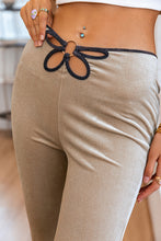 Load image into Gallery viewer, Cutout Ring Detail Velvet Straight Leg Pants