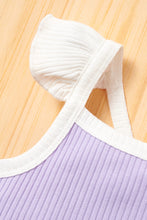 Load image into Gallery viewer, Baby Girl Contrast Trim Ribbed Cami and Shorts Set