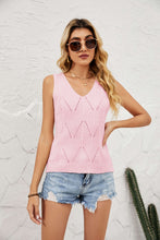 Load image into Gallery viewer, Eyelet V-Neck Sleeveless Knit Top