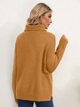 Load image into Gallery viewer, Slit Turtleneck Dropped Shoulder Sweater