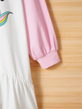 Load image into Gallery viewer, Girls Ruffle Hem Raglan Sleeve Hooded Dress