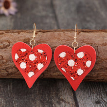 Load image into Gallery viewer, Sequin Heart Leather Drop Earrings