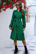 Load image into Gallery viewer, Long Sleeve Tie Waist Shirt Dress