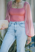 Load image into Gallery viewer, Polka Dot Lantern Sleeve Ribbed Top