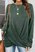 Load image into Gallery viewer, Ruched Round Neck Long Slleeve T-Shirt