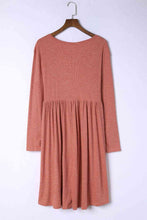 Load image into Gallery viewer, Plus Size Round Neck Long Sleeve Button-Up Midi Dress