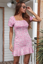 Load image into Gallery viewer, Floral Ruffle Hem Smocked Back Mini Dress