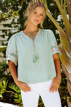 Load image into Gallery viewer, Bohemian Tassel Half Puff Sleeve Top