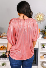 Load image into Gallery viewer, Tie Neck Metallic Half Sleeve T-Shirt
