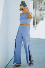 Load image into Gallery viewer, Cropped Tie-Back Cami and Split Pants Set