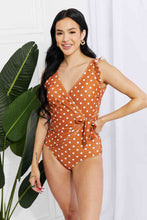 Load image into Gallery viewer, Marina West Swim Full Size Float On Ruffle Faux Wrap One-Piece in Terracotta