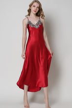 Load image into Gallery viewer, Full Size Lace Trim V-Neck Spaghetti Strap Satin Night Dress