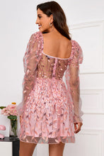 Load image into Gallery viewer, Mesh Zip-Back Flounce Sleeve Dress