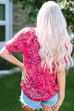 Load image into Gallery viewer, Printed Notched Short Sleeve Blouse