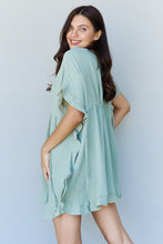 Load image into Gallery viewer, Ninexis Out Of Time Full Size Ruffle Hem Dress with Drawstring Waistband in Light Sage