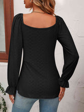 Load image into Gallery viewer, Tie Front V-Neck Puff Sleeve Blouse