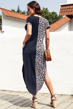 Load image into Gallery viewer, Leopard Color Block Split Dress