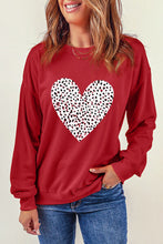 Load image into Gallery viewer, Heart Round Neck Dropped Shoulder Sweatshirt