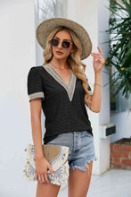 Load image into Gallery viewer, Contrast V-Neck Puff Sleeve Top