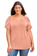 Load image into Gallery viewer, Plus Size Square Neck Puff Sleeve Tee