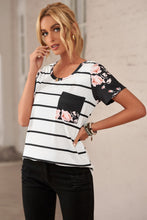 Load image into Gallery viewer, Striped T-Shirt with Patch Pocket