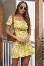 Load image into Gallery viewer, Floral Ruffle Hem Smocked Back Mini Dress