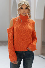 Load image into Gallery viewer, Cold Shoulder Textured Turtleneck Sweater
