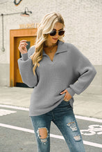 Load image into Gallery viewer, Horizontal Ribbing Johnny Collar Sweater