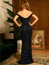 Load image into Gallery viewer, Sequin Off-Shoulder Backless Dress