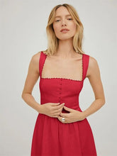 Load image into Gallery viewer, Square Neck Wide Strap Midi Dress