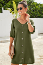 Load image into Gallery viewer, Buttoned V-Neck Dress