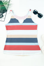 Load image into Gallery viewer, Striped Notched Neck Tank
