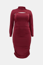 Load image into Gallery viewer, Plus Size Ruched Bodycon Dress and Bolero Set