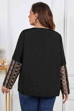 Load image into Gallery viewer, Melo Apparel Plus Size Printed Round Neck Tie Front Blouse