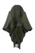 Load image into Gallery viewer, Fringe Detail Long Sleeve Ribbed Poncho
