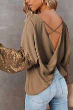 Load image into Gallery viewer, Sequin Waffle-Knit Blouse