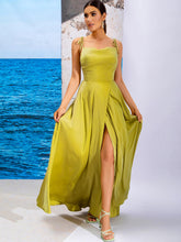 Load image into Gallery viewer, Tie-Shoulder Split Zip-Back Dress