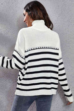 Load image into Gallery viewer, Striped Turtleneck Drop Shoulder Sweater