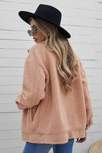 Load image into Gallery viewer, Button Front Drop Shoulder Collared Sherpa Jacket