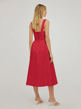 Load image into Gallery viewer, Square Neck Wide Strap Midi Dress