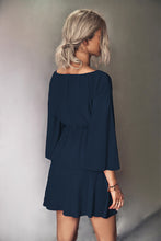 Load image into Gallery viewer, Tie Neck Flare Sleeve Mini Dress