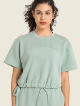 Load image into Gallery viewer, Drawstring Hem Short Sleeve Sports T-Shirt
