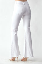 Load image into Gallery viewer, RISEN Mid-Rise Raw Hem Flare Jeans in White